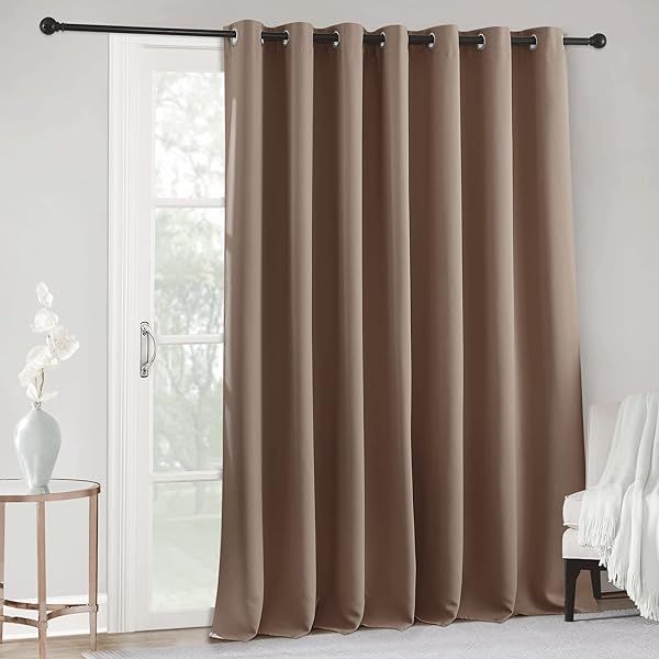 RYB HOME Large 84 Inch Blackout Curtains for Living Room and Dining Room Thermal Drapes Cappuccino Color Room Divider W 100 x L 84