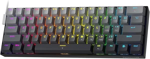 Redragon K617 Rapid Trigger 60 Percent Wired Mechanical Gaming Keyboard with Adjustable Actuation and 8K Hz Polling Rate Misty Grey