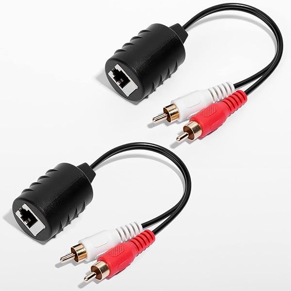 Relper Lineso 2 Pack Gold Plated Stereo RCA to RCA Audio Signal Over Cat5 6 Cable
