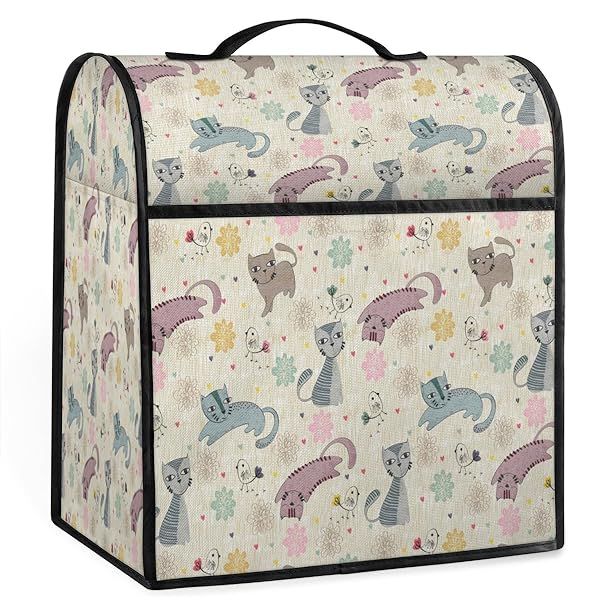 Retro Cat Chicken Stand Mixer Cover for 6-8 Quarts Kawaii Kitchen Aid Dust Proof with Handle and Pockets