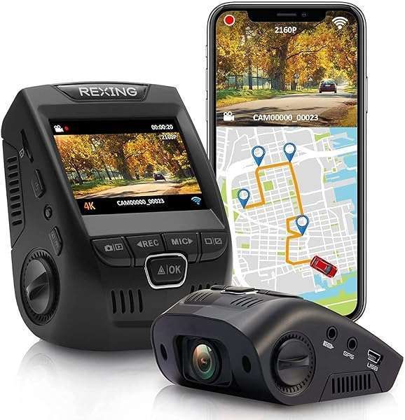 Rexing V1GW-4K Ultra HD Car Dash Cam w/Built-in GPS Logger, 2.4&quot; LCD Screen,Wi-Fi,170° Wide Angle Dashboard Camera Recorder with G-Sensor, WDR, Loop Recording, Supercapacitor, Mobile App, up to 256GB