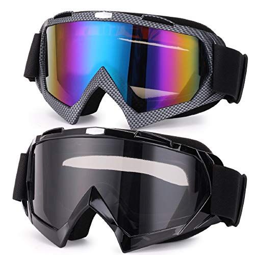 Rngeo Ski Goggles 2 Pack - UV Protection Anti-Glare Motorcycle & Snowboard Glasses for Men & Women
