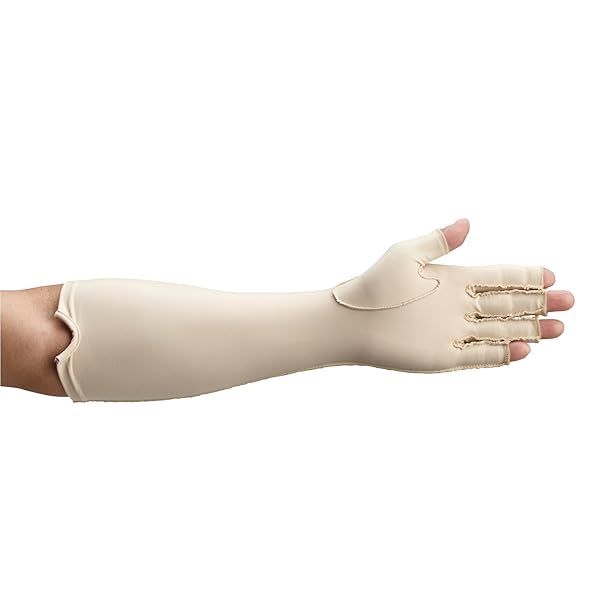 Rolyan Forearm Length Left Compression Glove Open Finger Sleeve for Edema Swelling Water Retention Varicose Veins Large Size