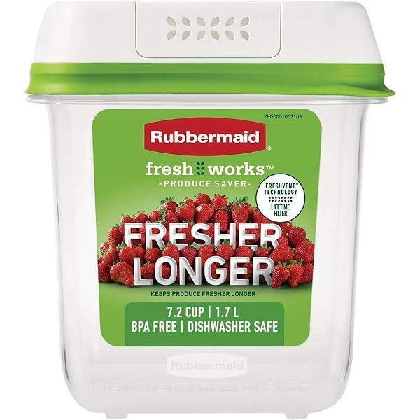Rubbermaid FreshWorks Saver Medium Produce Storage Container - 7.2-Cup Clear for Fresh Fruits & Veggies