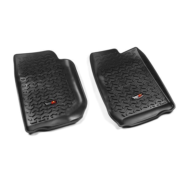 Rugged Ridge Front Floor Liners for Jeep Wrangler JKU (2007-2018) | All-Terrain Black Pair | Durable Protection