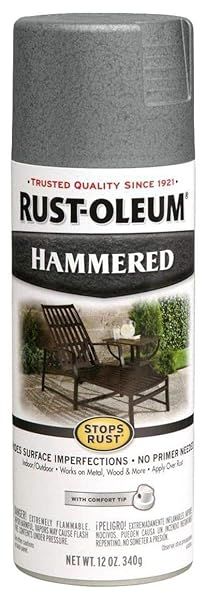Rust-Oleum 7214830 Stops Rust Hammered Spray Paint - 12 Oz Gray for Durable Finish