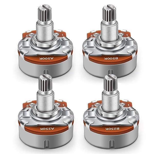 SAPHUE 4PCS Push Pull Potentiometer Set A250K B250K A500K B500K for Electric Guitar Bass Audio Taper 18-Spline Split Shaft Pots