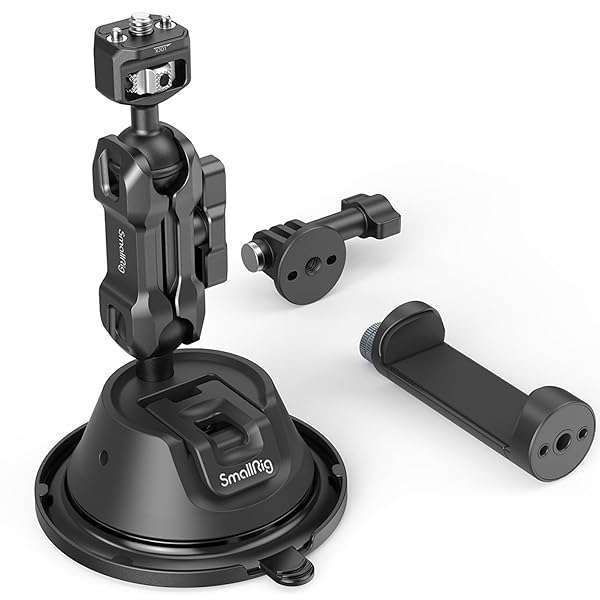SMALLRIG Suction Cup Mount for GoPro - Anti-Twist, Dual Ball Head, Strong Double-Layer Suction for Vlogging & Car Use - Model 4275