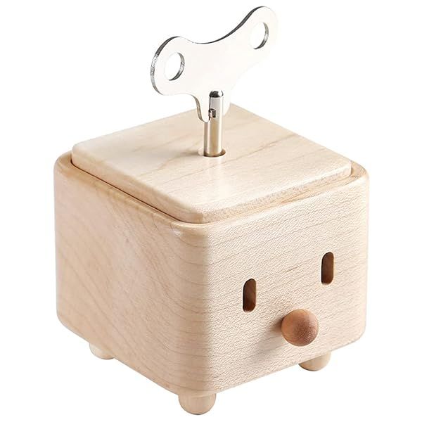 SOFTALK Wooden Music Box - 18-Note Wind-Up Gift for Christmas, Birthdays & Valentine's Day - Square Shape, Bird's Poem Tune