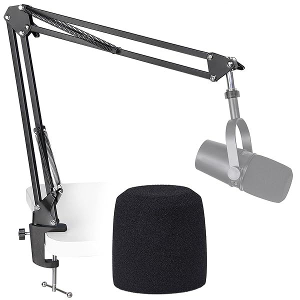 Buy SUNMON Shure MV7 Boom Arm Mic Stand with Pop Filter - Adjustable & Compatible with MV7, MV7X, SM7B