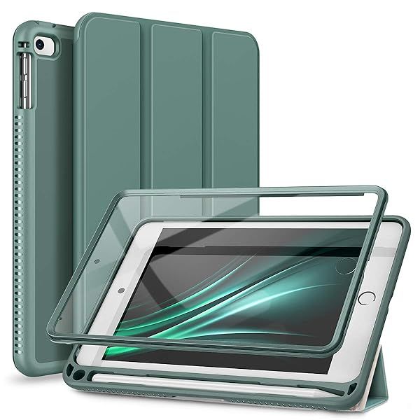 Suritch iPad Mini 4/5 Case with Screen Protector & Pencil Holder - Green Trifold Stand, Auto Wake/Sleep, Full Body Protection