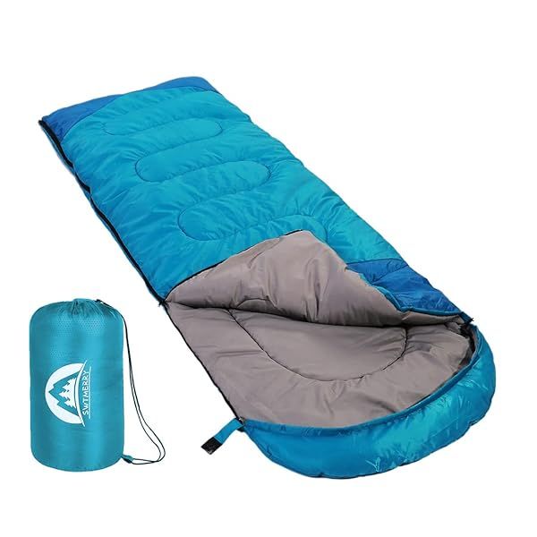 SWTMERRY 3-Season Sleeping Bag: Lightweight, Waterproof for Camping & Hiking - Ideal for Summer, Spring, Fall (Sky Blue)