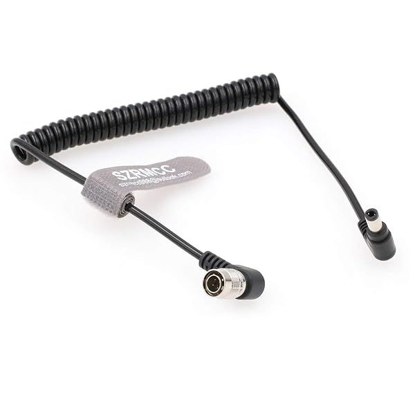 SZRMCC Coiled Power Cable 2.5mm to Right Angle Hirose 4 Pin Male for Sound Devices 688 644 633 Zoom F4 F8 Zaxcom Elbow Connector