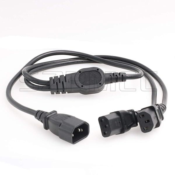 SZRMCC PDU IEC 320 C14 Male to 2 x C13 Female Y Splitter Power Adapter Cable 10A 250V 3.3ft Extension Cable for UPS PSU