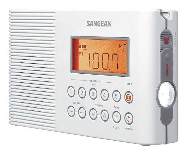 Buy Sangean H201 Waterproof Shower Radio - AM/FM/Weather Alert, Digital Tuning, Portable & Stylish in White
