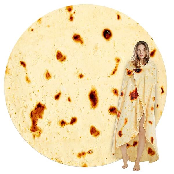 SeaRoomy Burritos Tortilla Throw Blanket Giant Round Soft Blanket for Kids Yellow 47 Inches