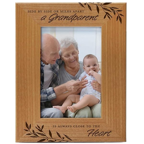 CEDAR CRATE MARKET Grandparent Picture Frame Engraved Natural Wood Photo Frame for Grandparents Day Gift Fits 4x6 Vertical Portrait
