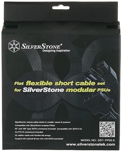 SilverStone PP05-E Flat Flexible Short Cable Set for Modular Power Supplies - Enhance Your Setup