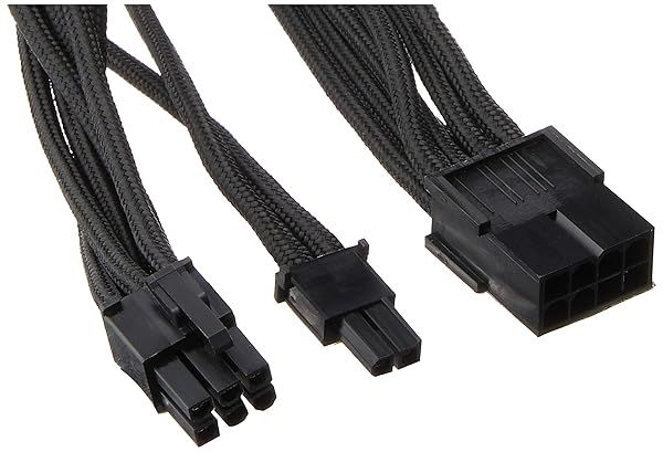 Silverstone Tek 8-Pin PCI-E Power Supply Cable Extension (PP07-PCIB) - High-Quality Sleeved Connector