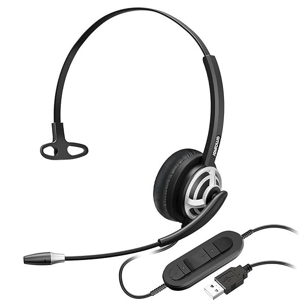 Single Side USB Headset with Noise-Cancelling Mic for PC & Laptop - Ideal for Skype, Teams, Zoom & Dragon Dictation