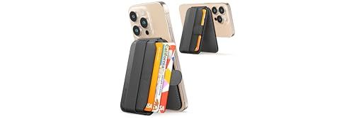 Sinjimoru Magnetic Wallet for iPhone: Adjustable Stand & M-Pull Tab, Compatible with MagSafe - Black