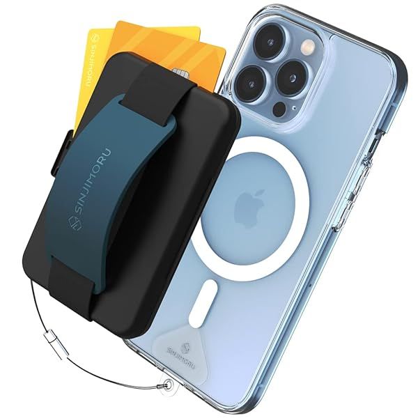 Sinjimoru MagSafe Wallet: Secure Magnetic Card Holder & Stand for iPhone 16/15/14/13/12 - M-Card Zip Blue