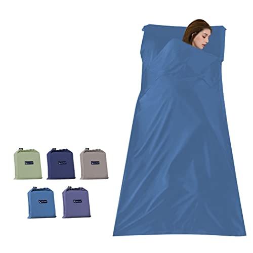 Lightweight 2-Person Sleeping Bag Liner for Travel & Camping - Compact, Portable, Warm Weather Sheet (63x82.6in) - Blue