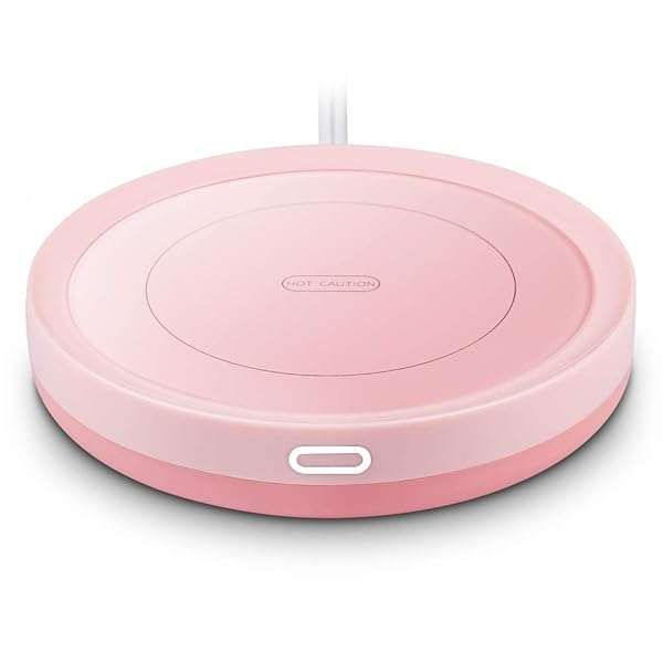BESTINNKITS Smart Coffee Warmer: Auto On/Off Mug Warmer for Office & Candle Wax Heating (Pink, Up to 131F/55C)