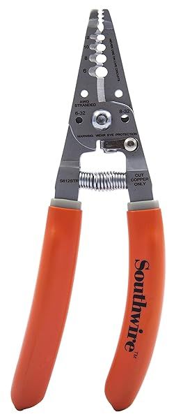 Southwire S612STR Wire Stripper/Cutter for 4-10 AWG SOL & 6-12 AWG STR - Ergonomic Handles for Easy Use