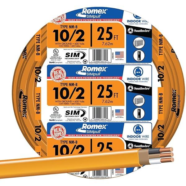 Buy Southwire Romex Simpull 10/2 W/G NMB Cable 25ft Coil - Durable Indoor Wiring Solution