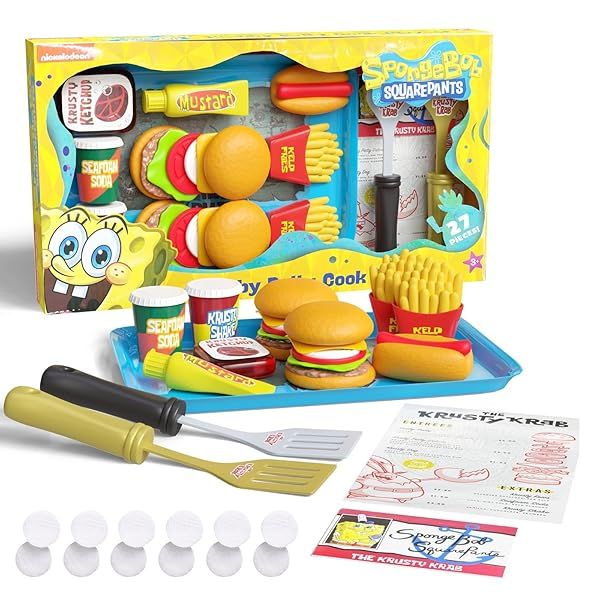 Spongebob Kids Kitchen Playset: Interactive Cooking Fun with Krabby Patty Burgers & Kelp Fries for Ages 3-5