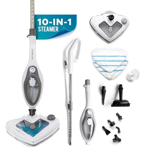 Steam and Go 10-in-1 Steam Mop: Versatile Floor Steamer for Tile, Hardwood, Upholstery & More - Handheld Home Cleaner