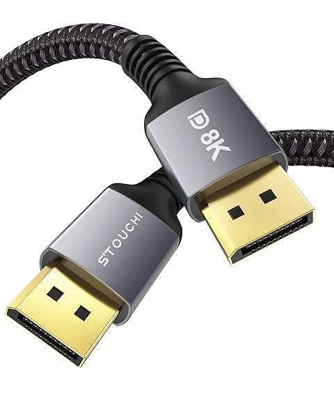 Stouchi 8K DisplayPort Cable 10FT - DP 1.4, 60Hz Gaming, FreeSync, G-Sync, HDR10 Support for Monitors & Graphics Cards