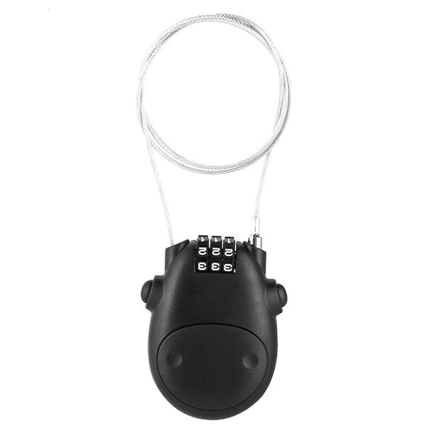 Secure Your Gear: 3-Digit Stroller Lock with Extendable Cable - Perfect for Suitcases, Luggage & Laptops (Black)