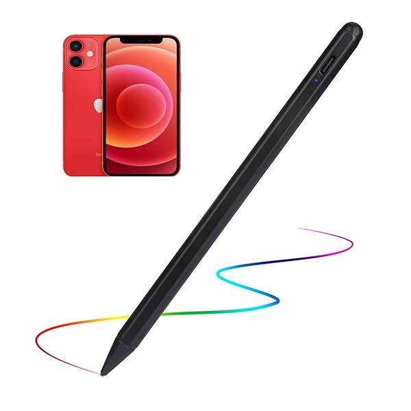 Stylus Pens for iPhone SE/12/X/9/8/7/13/14/15i Pencil, Evach Active Digital Pen High Sensitivity Pencil with 1.5mm Ultra Fine Tip Stylus Pen for iPhone SE/12/X/9/8/7/13/14/15i,Black