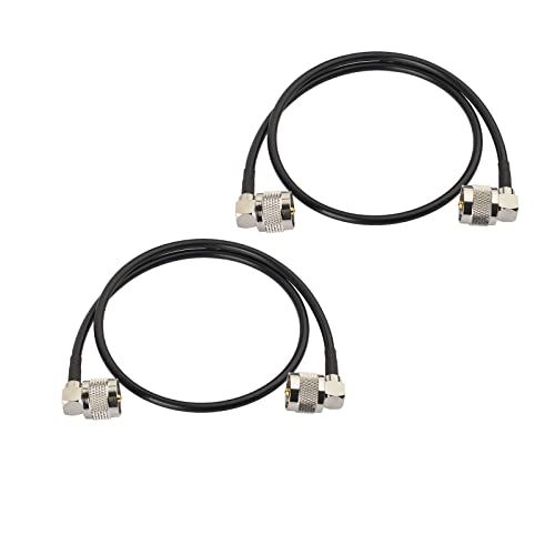 Superbat 2ft UHF PL259 Male to Male Right Angle RG58 Coax Cable Jumper for HAM CB Radio Antenna Analyzer and SWR Meter 2-Pack