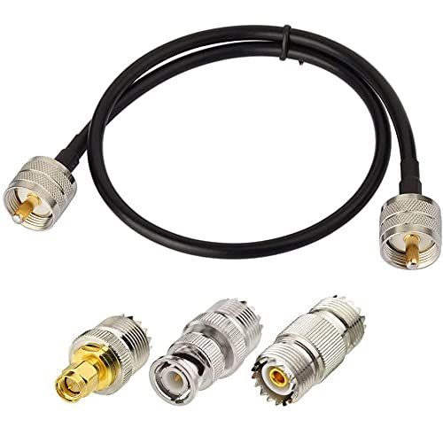 Superbat PL259 Coaxial Cable 20inches with 3pcs Adapter Kit for CB Amateur SWR Meter Two-Way Radio Applications