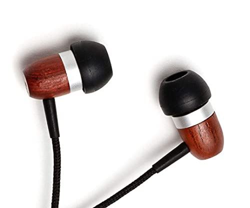 Symphonized GLXY Cherry Wood In-Ear Headphones: Premium Noise-Isolating with Mic & Nylon Cable