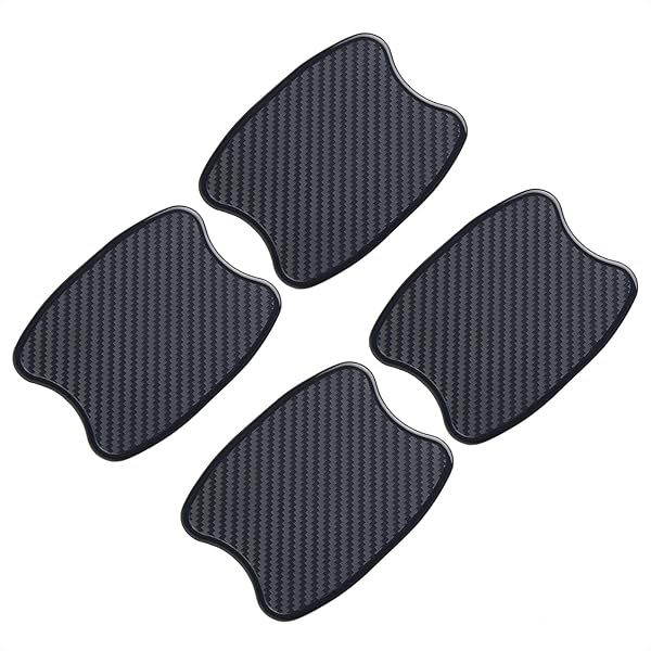 Protect Your Car: TANGSEN 4Pcs 3D Carbon Fiber Door Cup Handle Scratch Protectors - Black TPU Stickers