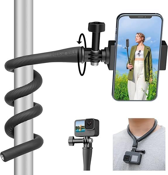 TELESIN Flexible Mount Clamp Tripod for GoPro, Insta360, iPhone & More - Perfect for Bikes, Motorcycles & Action Cameras