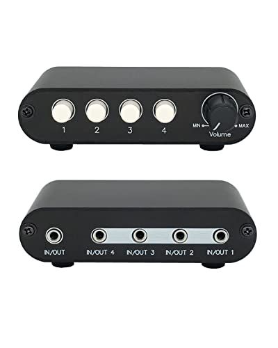 Buy TENEALAY 4-Way 3.5mm Stereo Audio Switch with Volume Control - 4 in 1 Out / 1 in 4 Out Splitter Box