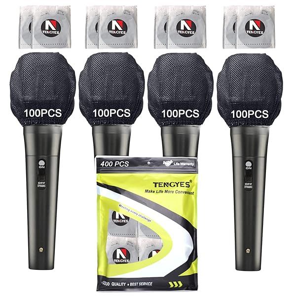 400 PCS Disposable Microphone Hygiene Covers - Non-Woven Black Windscreen for KTV & Karaoke