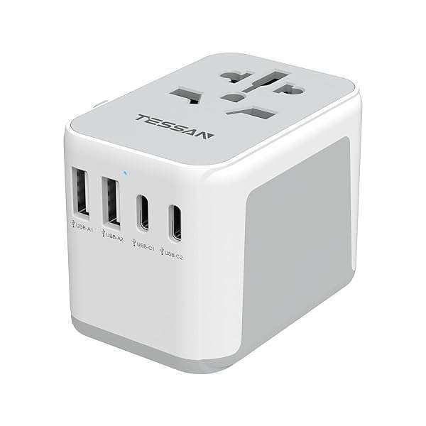 Buy TESSAN Universal Travel Adapter: 2 USB-C & 2 USB-A Ports for Worldwide Travel (EU, UK, AUS) - Essential Power Solution