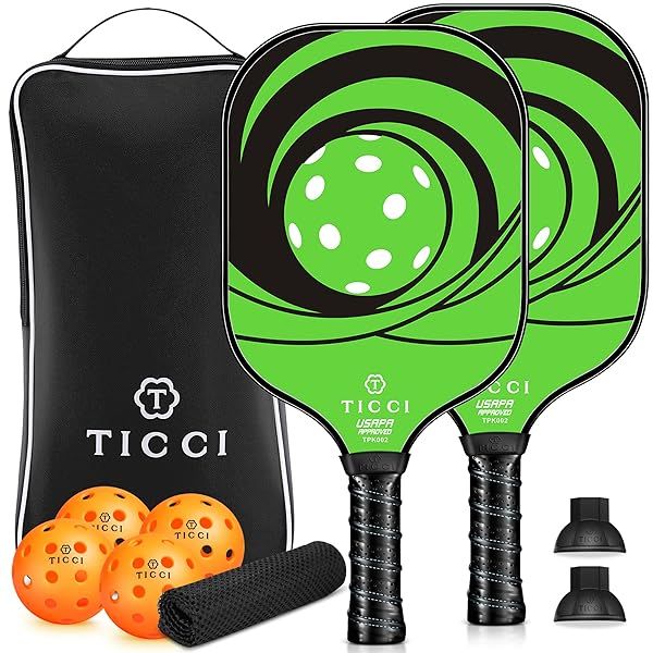 Buy TICCI Pickleball Paddle Set - USAPA Approved Graphite Rackets, 4 Balls & Carry Bag for Beginners & Pros (Green Kit)