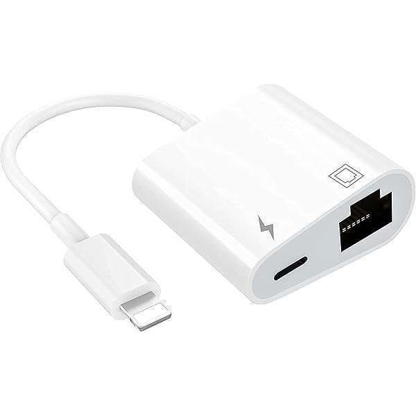TOP-UP 2 in 1 Lightning to Ethernet Adapter - Fast RJ45 LAN for iPhone/iPad/iPod, Plug & Play, 100Mbps Support