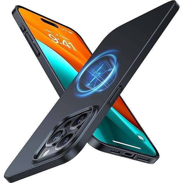 TORRAS Magnetic Slim Fit iPhone 15 Pro Case 2023 - Matte Hard PC, Anti-Scratch, Black Titanium Protection