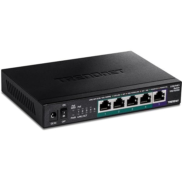 Buy TRENDnet 5-Port 2.5G PoE+ Switch - Fanless, Compact, Metal Housing, 55W PoE Budget | TPE-TG350