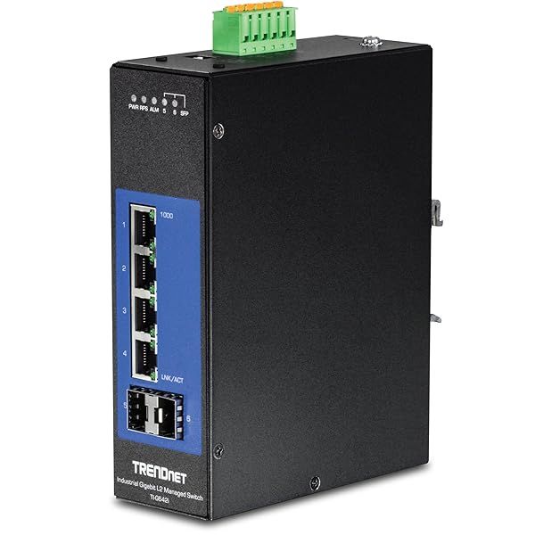 TRENDnet 6-Port Industrial Gigabit L2 Managed DIN-Rail Switch: 4 Gigabit Ports, 2 SFP Slots, IP30, VLAN & QoS Features
