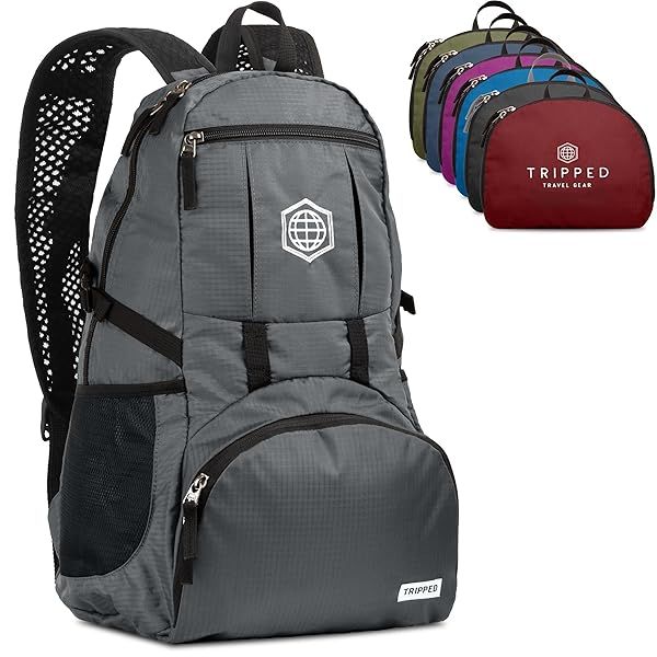 TRIPPED 35L Foldable Backpack - Lightweight, Packable, Ideal for Travel & Hiking in Granite Grey