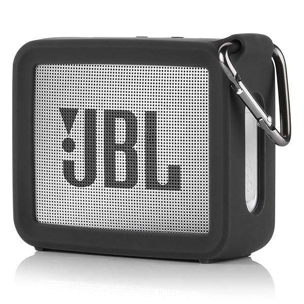 TXEsign Travel Protective Silicone Stand Up Carrying Case Compatible with JBL GO 2 Portable Bluetooth Waterproof Speaker (Black)